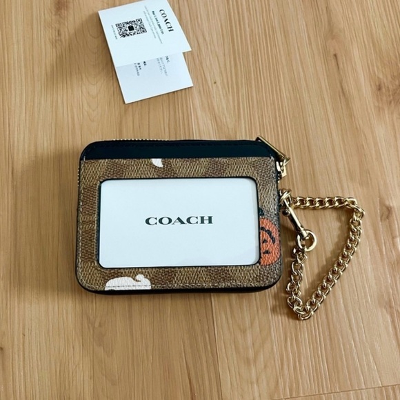 Coach Zip Card Case In Signature Canvas With Halloween Print # CW886 - Picture 1 of 5
